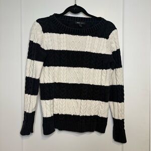 Mango Black and White Cable Knit Sweater